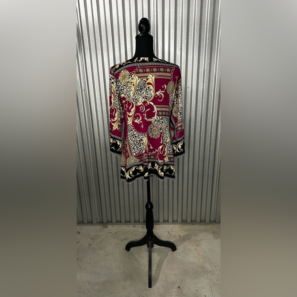 Women’s Joseph Ribkoff Red Gold Polyester Long Sleeve Blouse Designer Size 10 - Picture 2 of 4